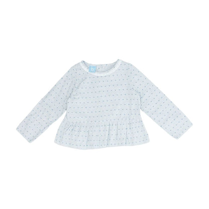 Blue Polka Dot Long Sleeve Blouse