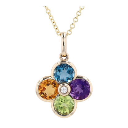 14K Yellow Gold Sapphire Pendant Necklace