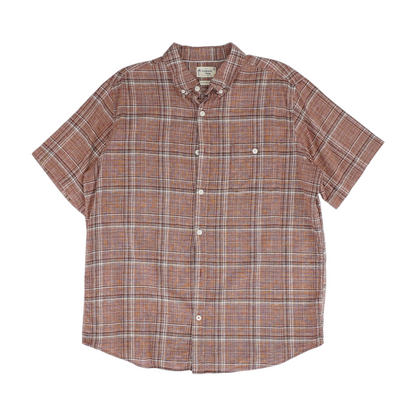 Rust Plaid Short Sleeve Button Down