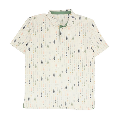 Beige Print Short Sleeve Polo