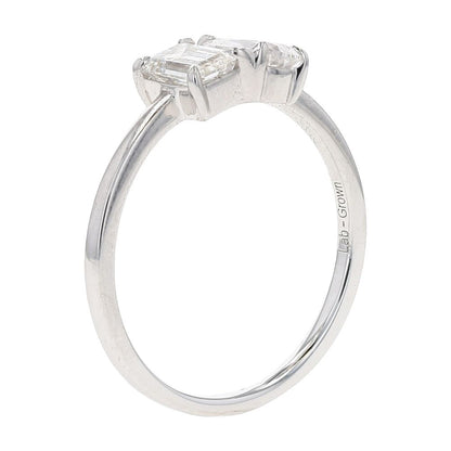 1 Ct 14K White Gold Emerald And Pear Lab Grown Diamond Engagement Ring
