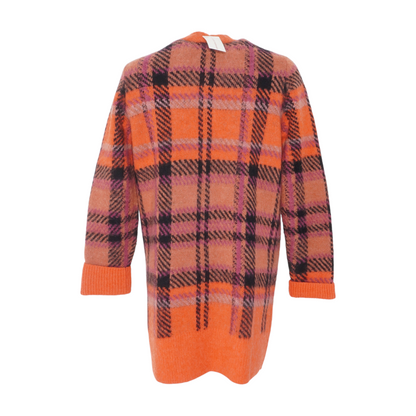 Orange Plaid Cardigan Sweater
