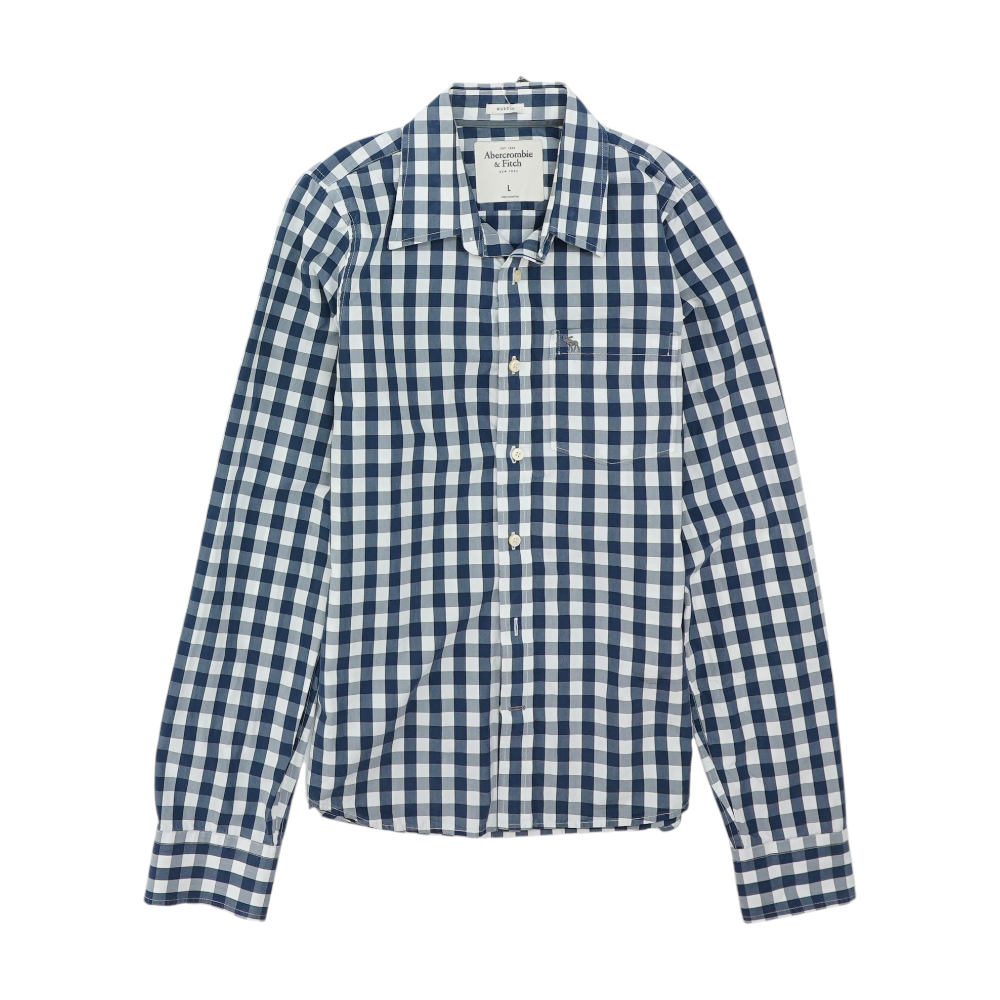 Navy Check Long Sleeve Button Down