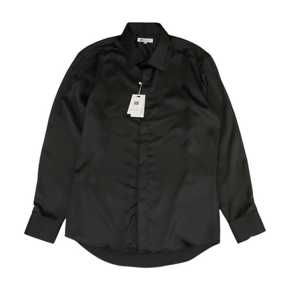 Black Solid Long Sleeve Button Down
