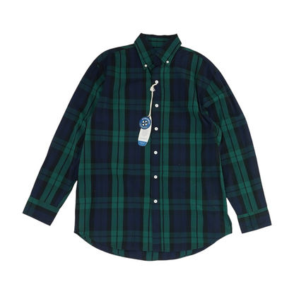 Navy Plaid Long Sleeve Button Down