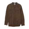 Brown Solid Long Sleeve Button Down