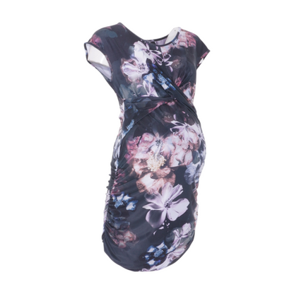 Black Maternity Floral Midi Dress