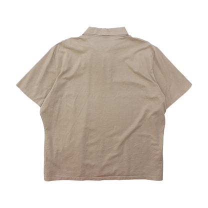 Beige Solid Short Sleeve Polo