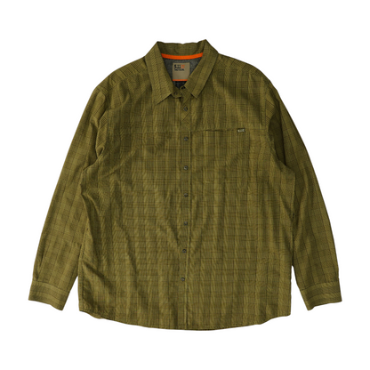 Green Plaid Long Sleeve Button Down