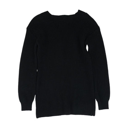 Black Solid V-Neck Sweater