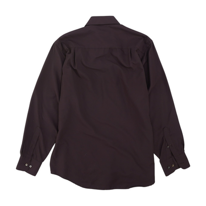Maroon Solid Long Sleeve Button Down