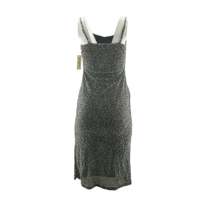 Silver Animal Print Midi Dress