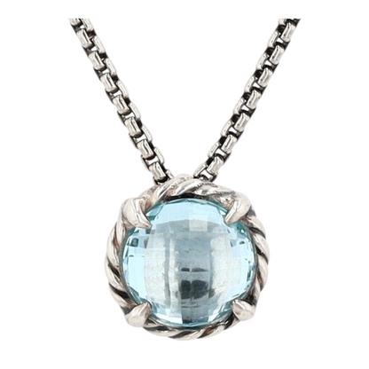 2 1/2 ctw Sterling Silver Topaz Pendant Necklace