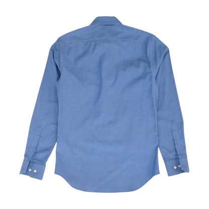 Blue Solid Long Sleeve Button Down