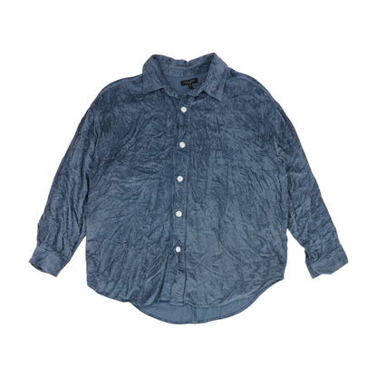 Blue Solid Flannel Button Down