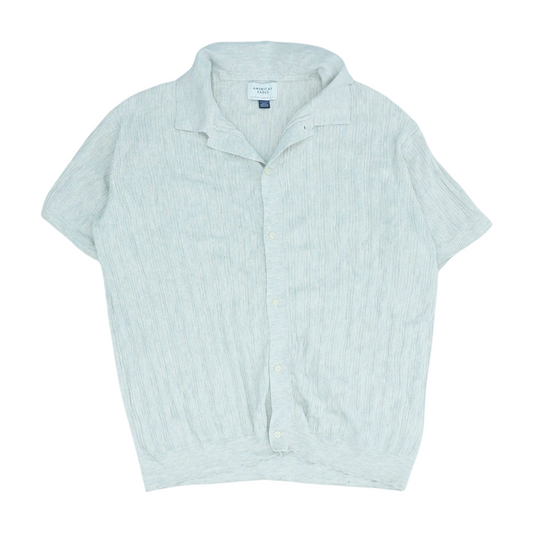 Beige Solid Short Sleeve Button Down