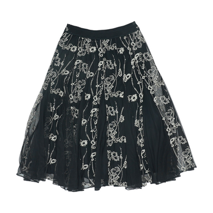 Black Floral Midi Skirt