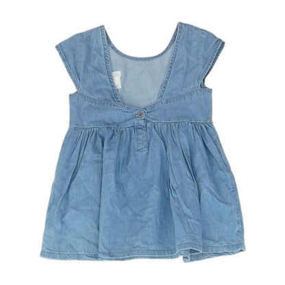 Blue Solid Short Sleeve Blouse