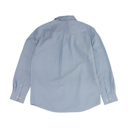Blue Solid Long Sleeve Button Down