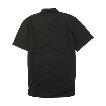 Black Solid Short Sleeve Button Down