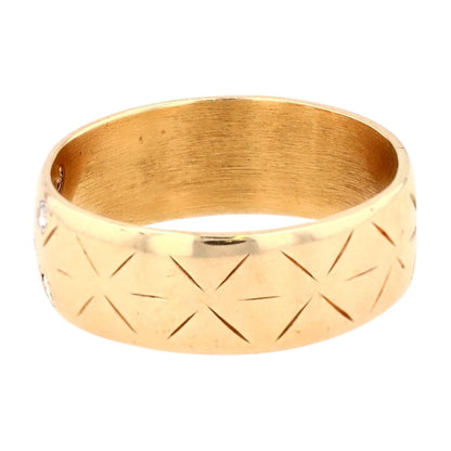1/6 Ct 14K Gold Vintage Style Gypsy Set Diamond Wide Band