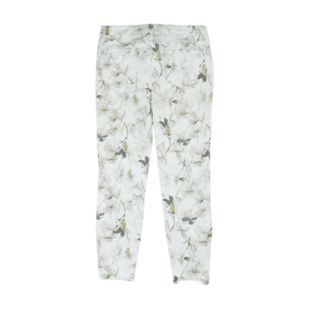 White Floral Slim Pants
