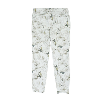 White Floral Slim Pants