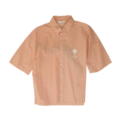 Orange Check Short Sleeve Button Down