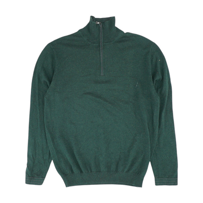 Green Solid 1/4 Zip Sweater