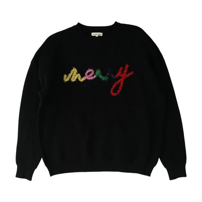 Black Graphic Pullover Sweater