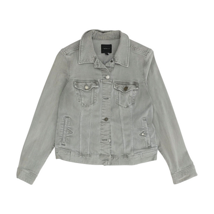 Gray Solid Denim Jacket
