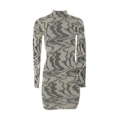 Beige Print Mini Dress