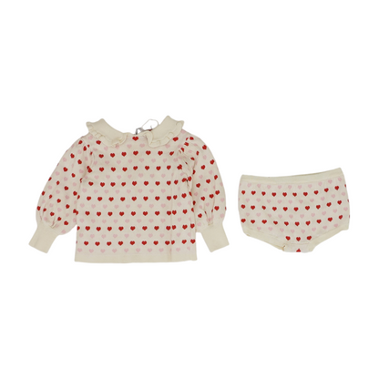 Ivory Hearts Long Sleeve Set