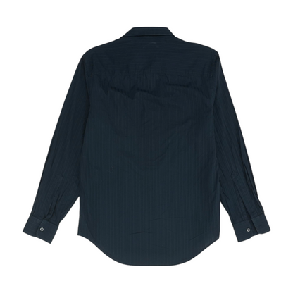 Navy Striped Long Sleeve Button Down