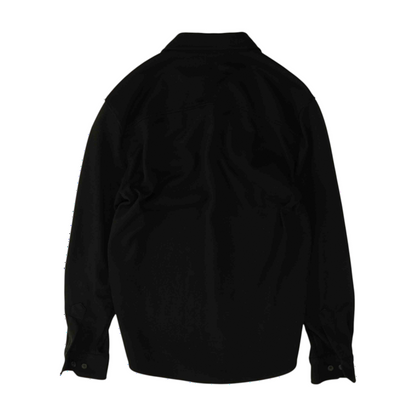 Black Solid Flannel Button Down