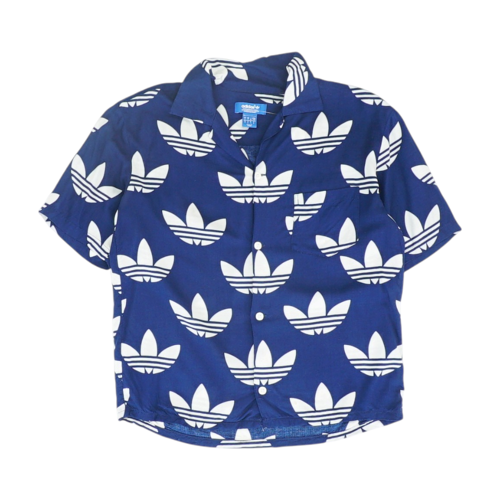 Navy Print Short Sleeve Button Down