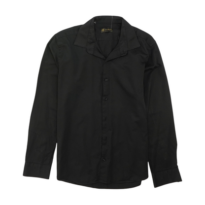 Black Solid Long Sleeve Button Down