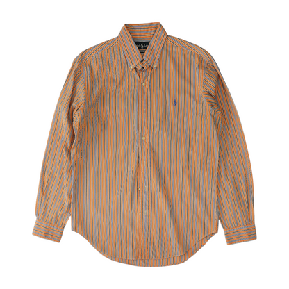 Orange Striped Long Sleeve Button Down