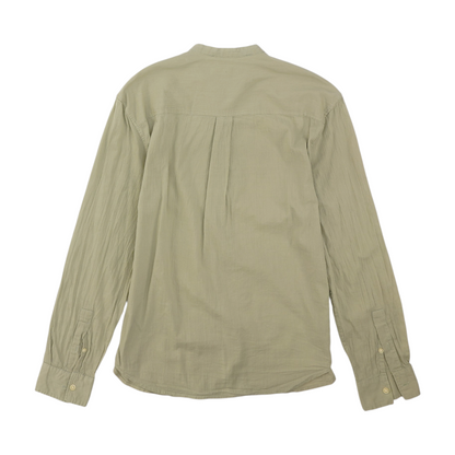 Green Solid Long Sleeve Button Down