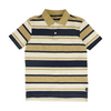 Tan Striped Short Sleeve Polo