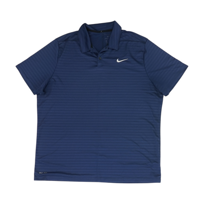 Navy Striped Short Sleeve Polo