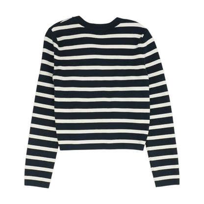 Navy Striped Cardigan Sweater