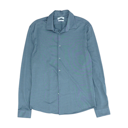 Gray Solid Long Sleeve Button Down