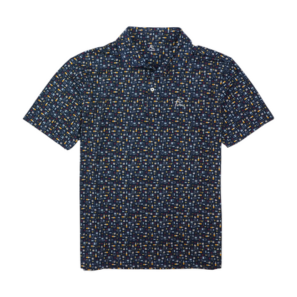 Navy Print Short Sleeve Polo
