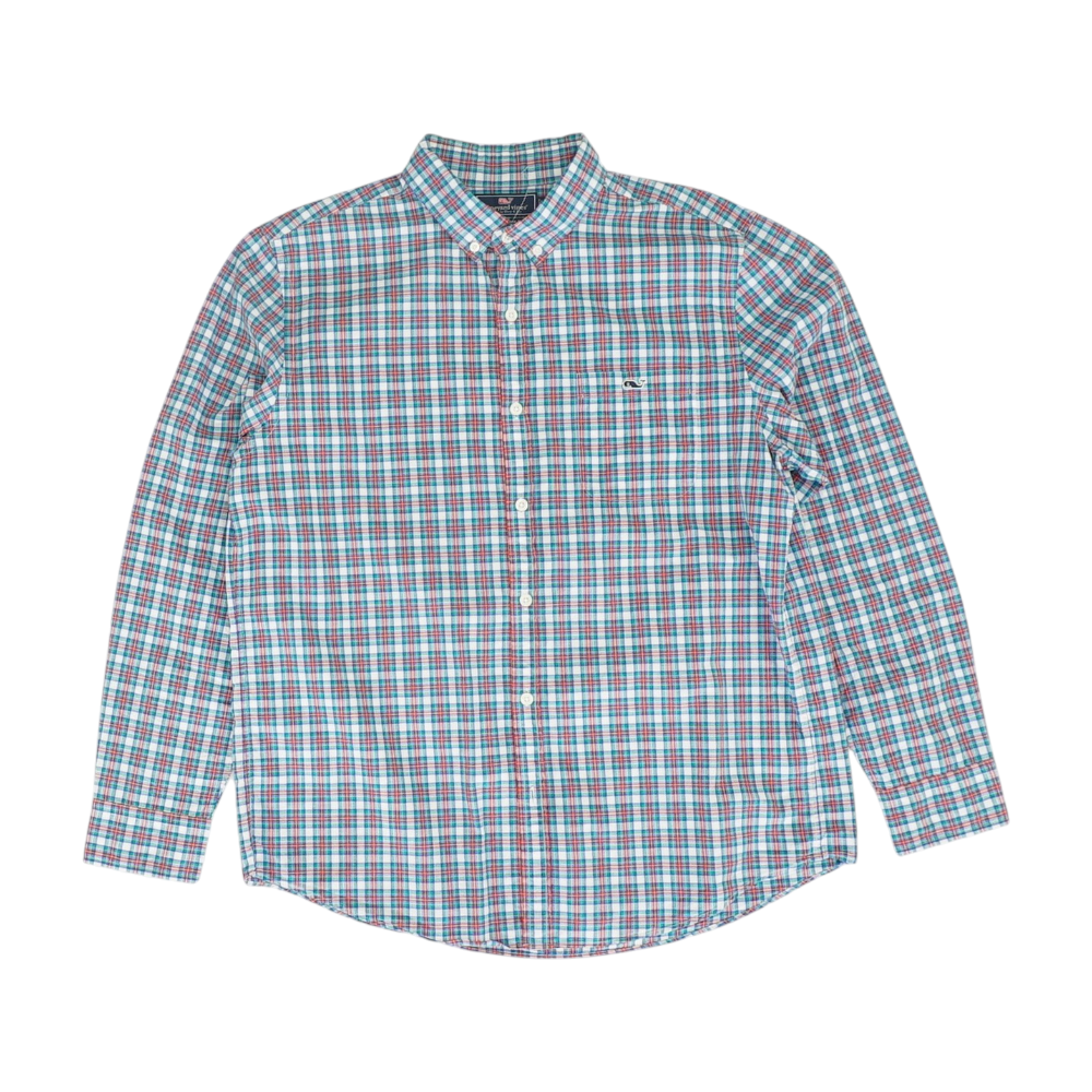 Blue Plaid Long Sleeve Button Down