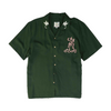 Green Solid Short Sleeve Button Down