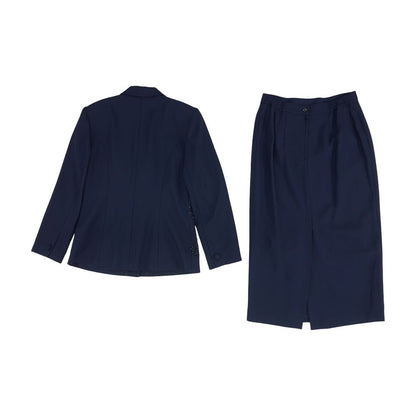 Vintage Navy Embroidery Detail Blazer and Skirt Set