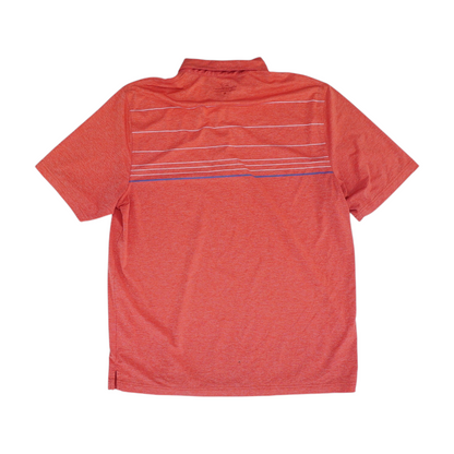 Coral Striped Short Sleeve Polo