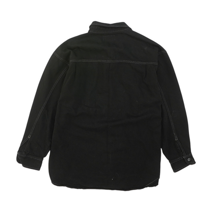 Vintage Black Solid Denim Jacket