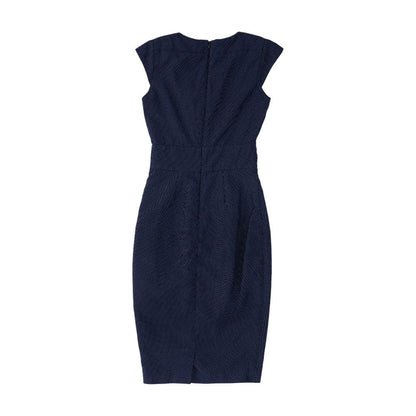 Navy Geometric Midi Dress